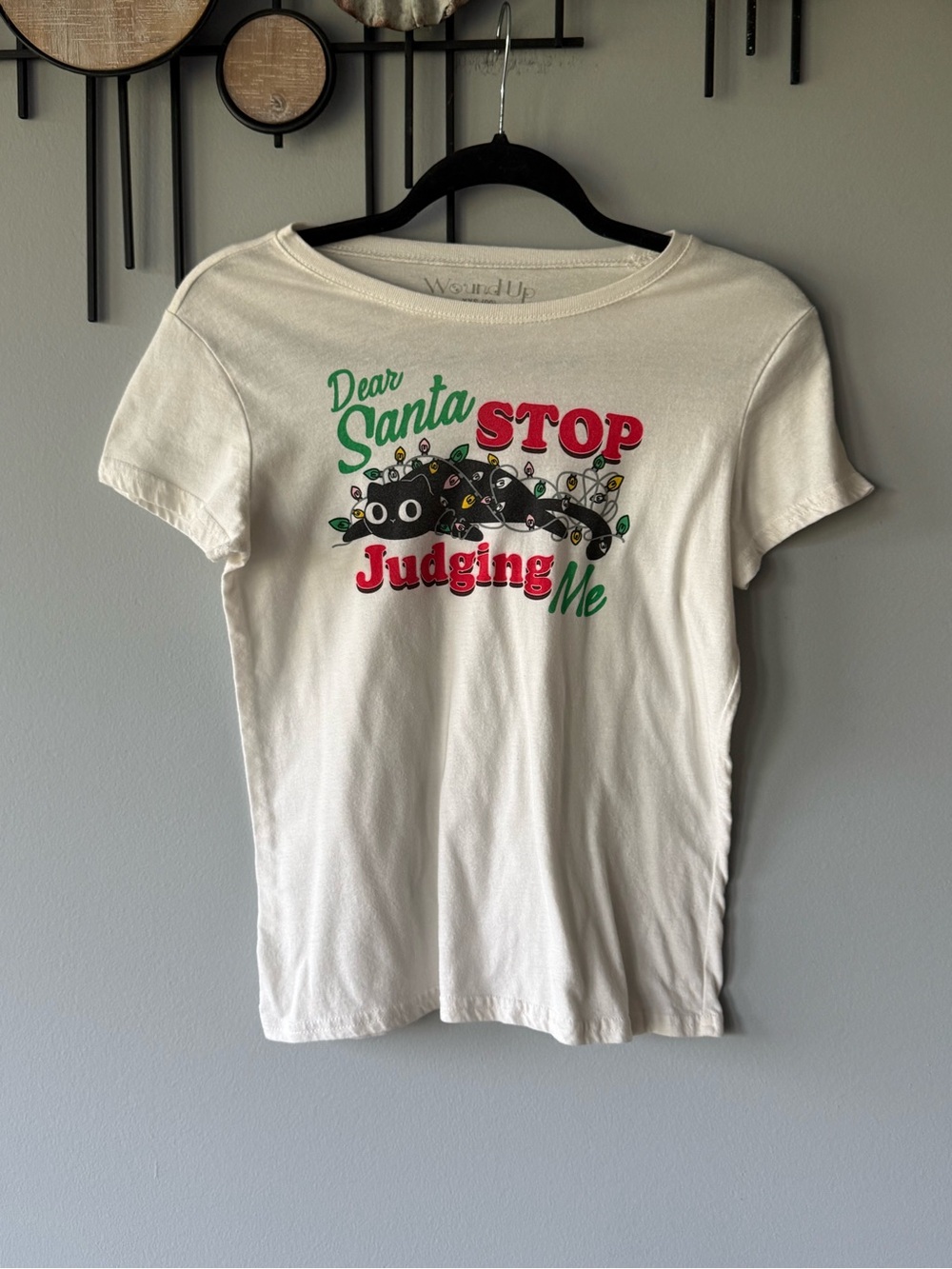 Wound Up White Tee with Olive-Grey Logo